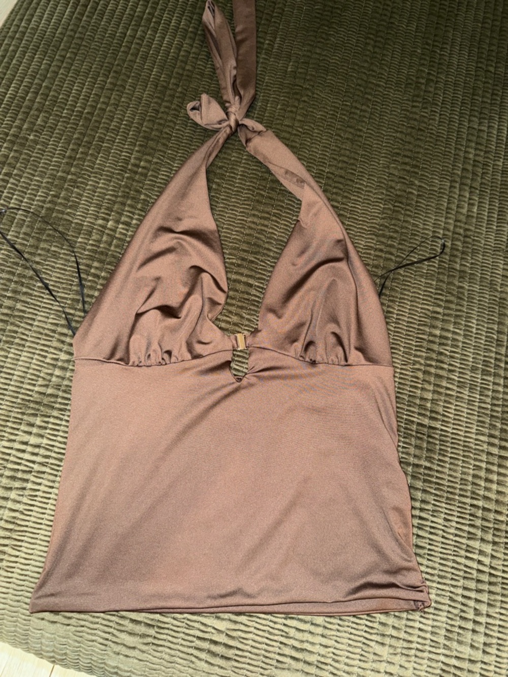 Bundle! gaze Brown Halter Neck Tank Top with Gold Accent & Gaze black bodysuit
